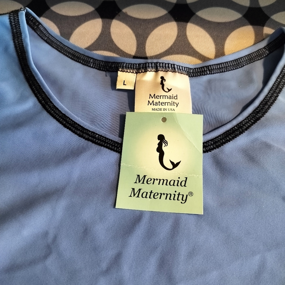 Mermaid Maternity Tee, Carolina Blue , UV Protection NWT
